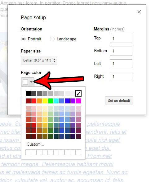 cómo cambiar el color de la página en google docs