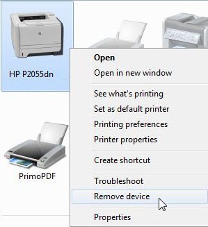 Remove the HP 2055dn device