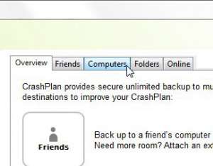 Click Computers at the top of the CrashPlan menu