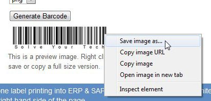 Bar code images can be saved to your hard drive
