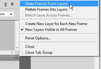 make frames from layers for your animated GIF in Photoshop CS5