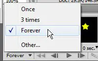 select for how long you want your animated GIF in Photoshop CS5 to loop