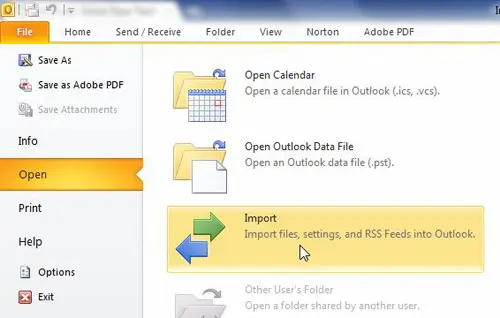 backup outlook 2010 using the import export tool