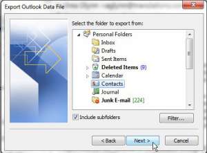 you can backup everything in Outlook, not your your Outlook contacts