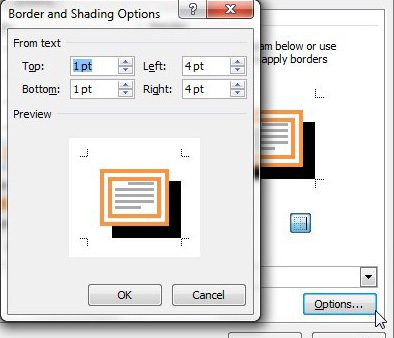 margin options for your paragraph borders for word documents