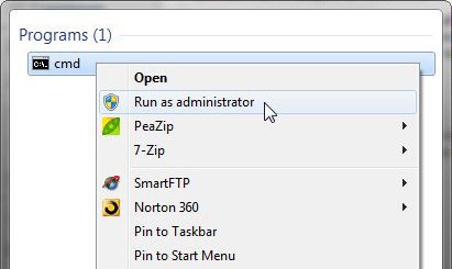 run the command prompt as an administrator