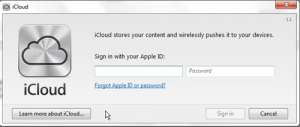 enter your Apple ID to configure iCloud on a Windows PC
