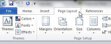 Document border options are on the Page Layout tab