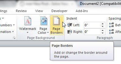 Set document borders from the Page Borders menu