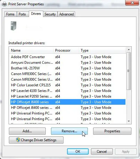 remove old printer drivers that you do not use anymore