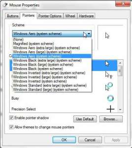 how to change the mouse pointer on windows 7 computers