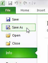use the save as command in excel