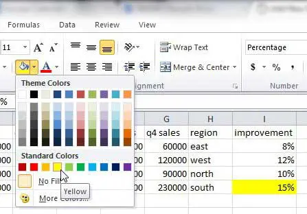 how to color cells in Excel