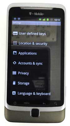 open the privacy menu on your tmobile g2