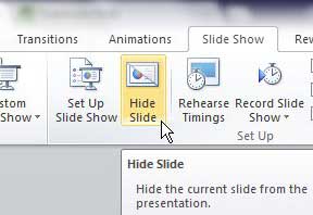 how to hide slides in powerpoint 2010