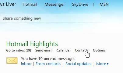 access your hotmail contacts