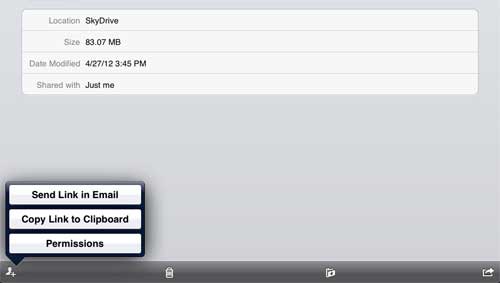 how to email skydrive files from ipad