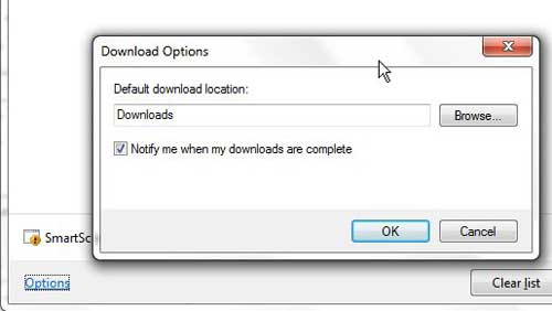 change the ie9 download folder