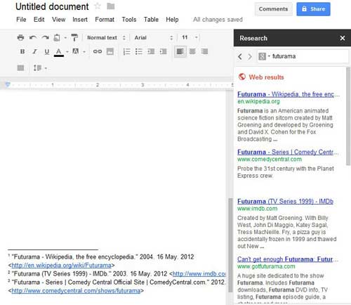 using the research tool to make citations in google docs