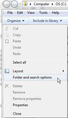 open the folder options window