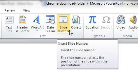 how to add slide numbers in powerpoint 2010