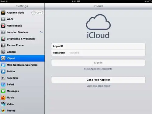 sign into icloud on your ipad