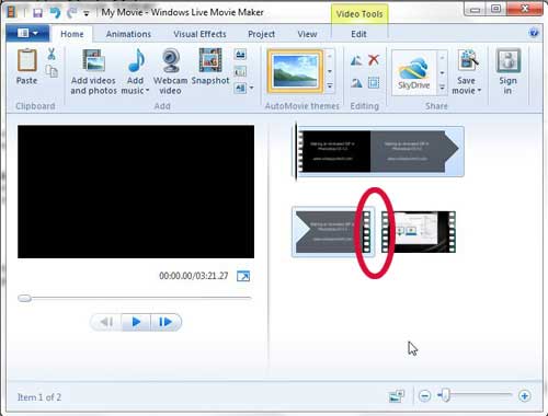how to join video clips in windows live movie maker