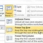keep top row visible in excel 2010 spreadsheet