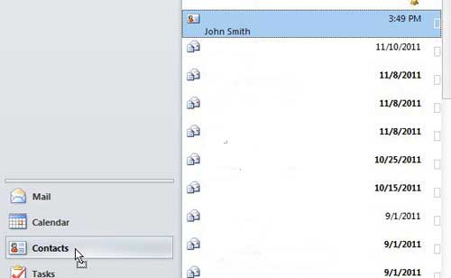 solution how to find lost contacts in Outlook 2010
