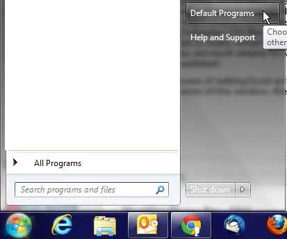 open the default programs window