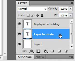 highlight the layer that you want to rotate in the layers panel