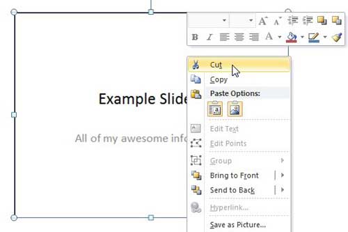 delete the slide image from the notes page in powerpoint 2010