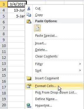 change the cell formatting in excel