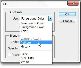 select the pattern fill option