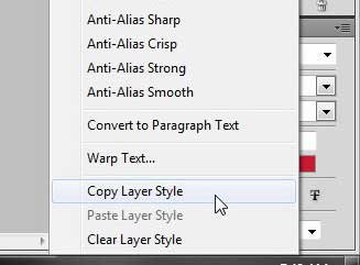 cómo copiar un estilo de capa a otra capa en Photoshop CS5