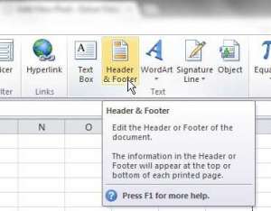 how to make a custom header in excel 2010