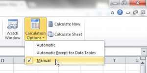 disable formula updates in excel 2010