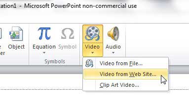 powerpoint 2010 add video from website