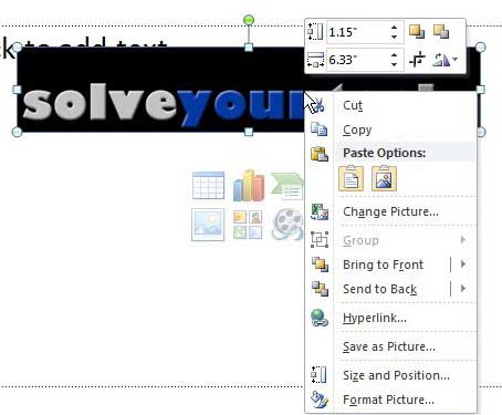 display the powerpoint image shortcut menu