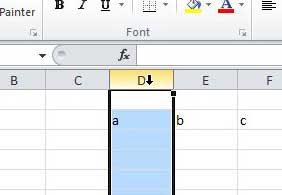 select a column in excel 2010