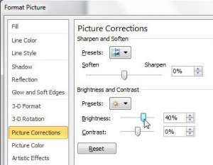 how to make a picture brighter in powerpoint 2010