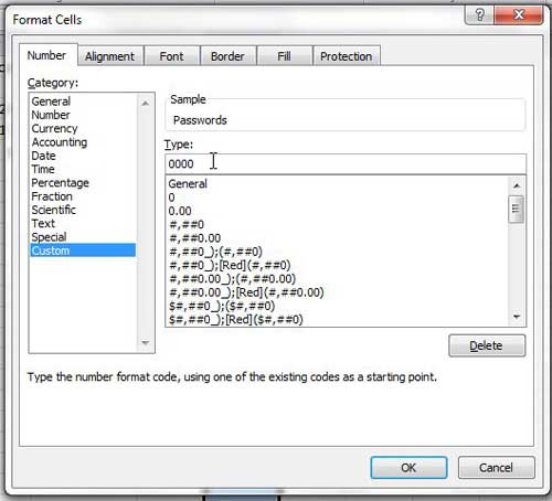 create an excel 2010 custom cell format
