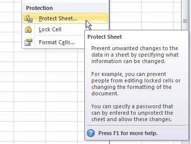 protect excel 2010 sheet