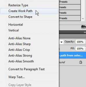 how to make a path from text in Photoshop cs5