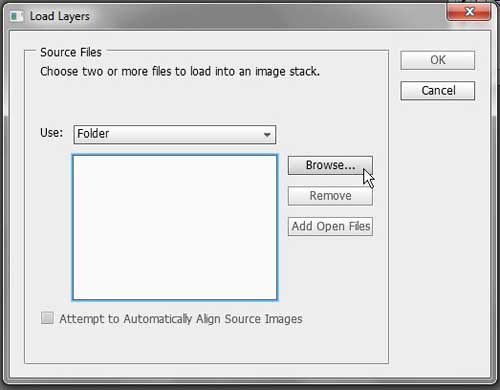 browse to the files to load as layers