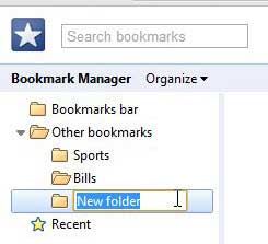 create a new bookmark folder