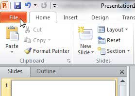 powerpoint 2010 file tab