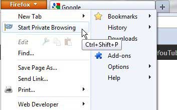 start private browsing in firefox