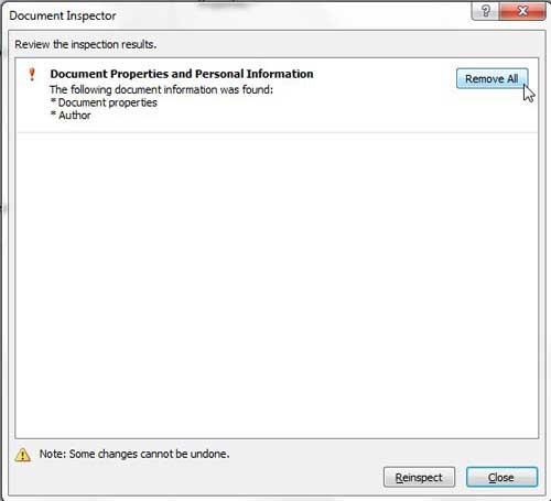 how to remove personal information from word 2010 documents
