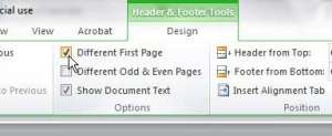 remove the page number form a title page in word 2010